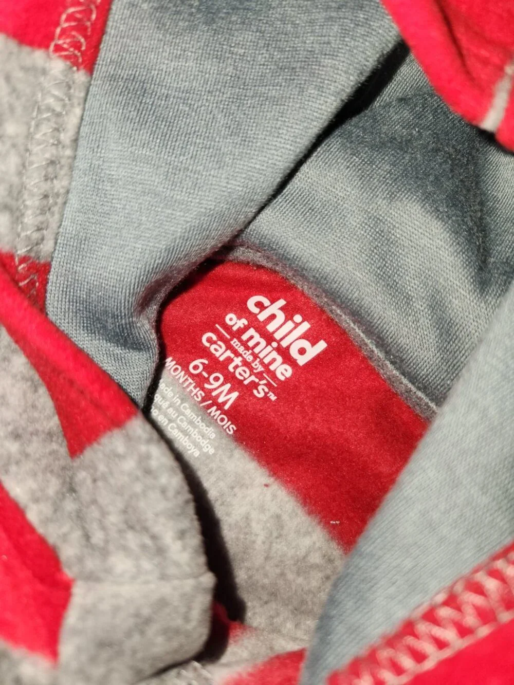 Child of Mine Carter's 2 Pc Outfit 6-9M Hoodie Pants Wolf NWT Baby Boy Red Gray
